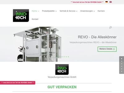 Website von inno-tech Verpackungsmaschinen GmbH