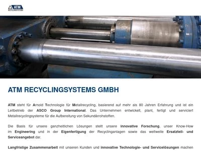 Website von ATM Recyclingsystems GmbH
