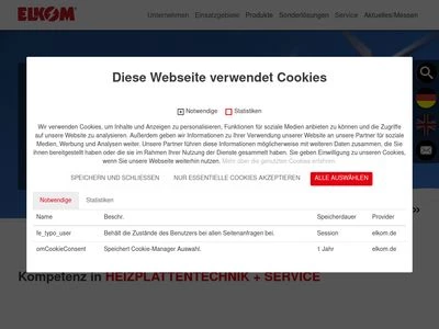 Website von ELKOM-Elektroheizplatten-Technik GmbH