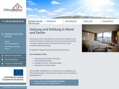 Website von ClimaDomo Heiz- und Kühlsysteme GmbH