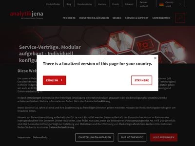 Website von Analytik Jena Aktiengesellschaft