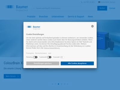 Website von Baumer Inspection GmbH