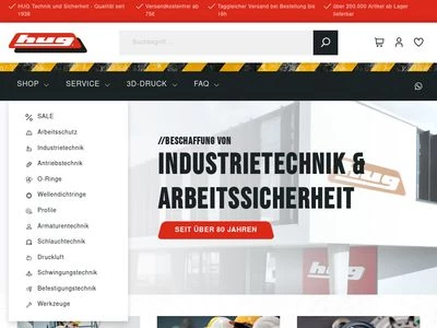 Website von HUG® Technik und Sicherheit GmbH - Technischer Großhandel