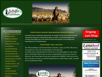 Website von Schäfer Lammfelle GmbH