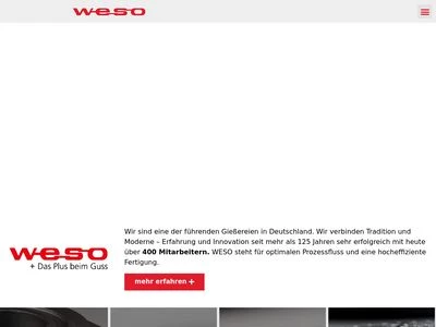 Website von WESO-Aurorahütte GmbH