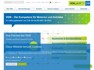 Website von VEM motors GmbH