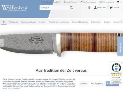Website von Wolfknives Feines Werkzeug & Handwerk