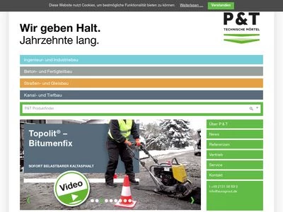 Website von P & T Technische Mörtel GmbH & Co. KG
