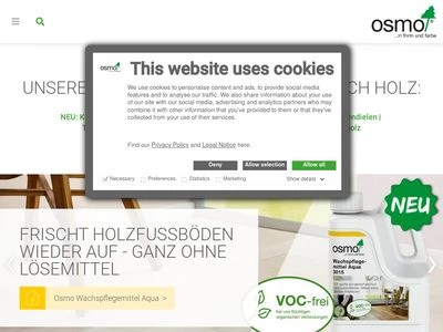 Website von Osmo Holz und Color GmbH & Co. KG