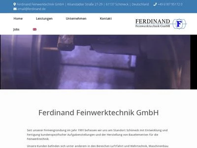 Website von Ferdinand Feinwerktechnik GmbH