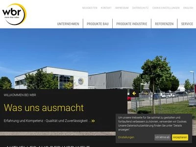 Website von wbr Rohr- und Bauelemente GmbH