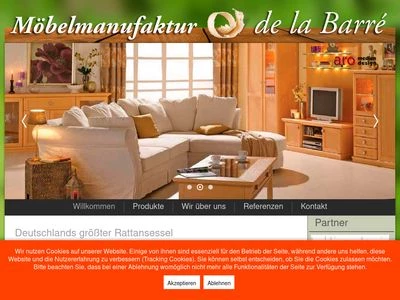 Website von Rattan- und Massivholzmanufaktur de la Barré