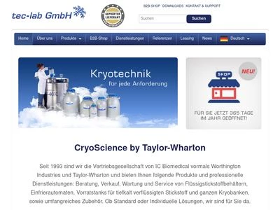 Website von tec-lab GmbH