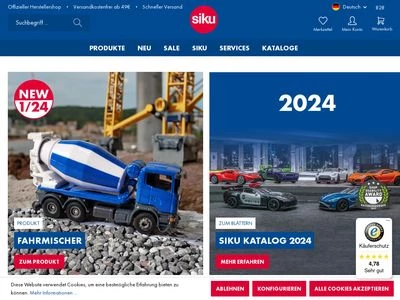 Website von Siku - Sieper GmbH