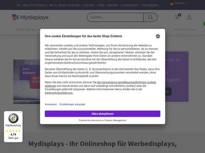Website von Mydisplays GmbH