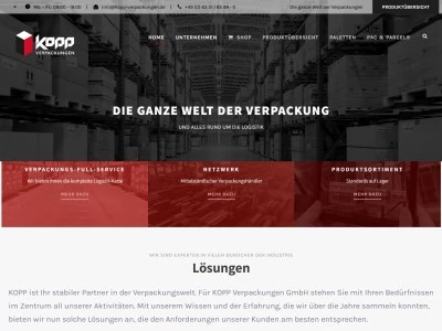 Website von Kopp Verpackungen GmbH