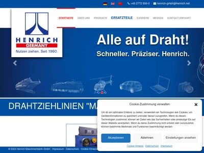 Website von Henrich Maschinenfabrik GmbH