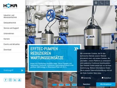 Website von HOMA Pumpenfabrik GmbH