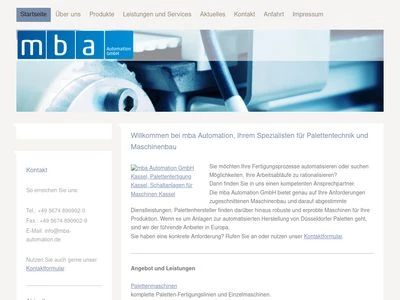 Website von mba Automation GmbH
