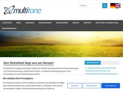 Website von Multitone Elektronik International GmbH
