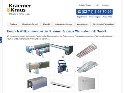 Website von Kraemer & Kraus Wärmetechnik GmbH