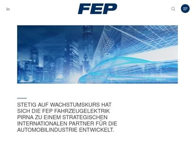 Website von FEP Fahrzeugelektrik Pirna GmbH & Co. KG