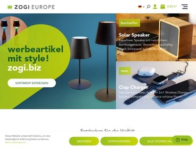 Website von ZOGI Europe GmbH