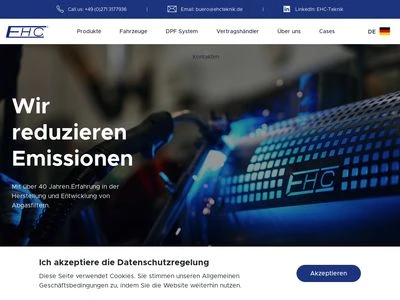 Website von EHC Teknik GmbH