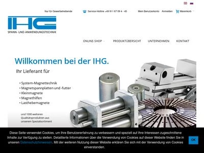 Website von IHG Spann- und Anwendungstechnik Vertriebs GmbH