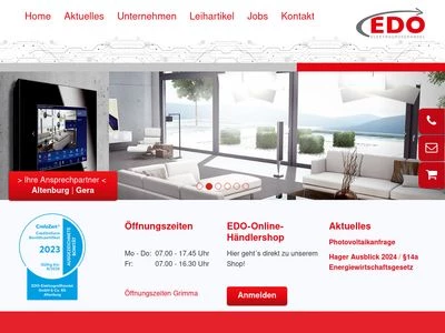 Website von EDO Elektrogroßhandel GmbH & Co. Kurschat und Schwarz KG