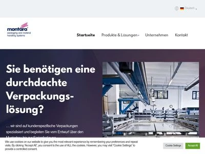 Website von montara Verpacken mit System GmbH