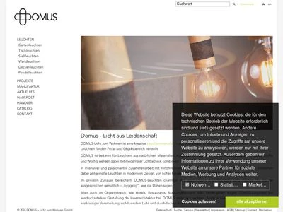 Website von DOMUS - Licht zum Wohnen GmbH