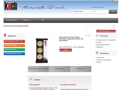 Website von Karl KOCH Thermometerfabrik GmbH