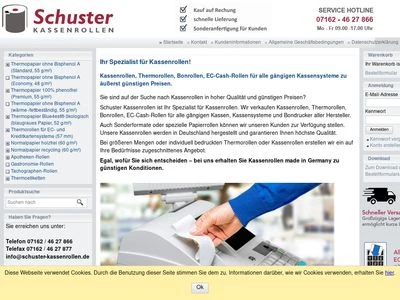 Website von Schuster Kassenrollen