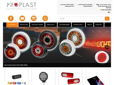 Website von PROPLAST Fahrzeugbeleuchtung GmbH