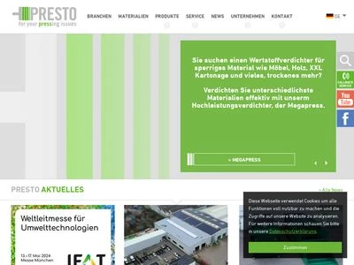 Website von PRESTO GmbH & Co KG