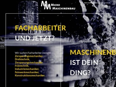 Website von Micro Maschinenbau GmbH