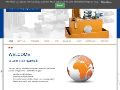 Website von Gebr. Held Hydraulik Technischer Grosshandel GmbH