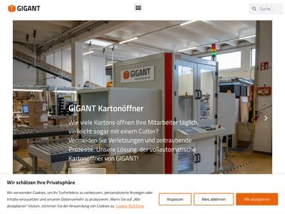 Website von GIGANT Verpackungstechnik Gesellschaft m.b.H.