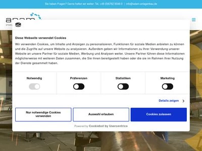 Website von Adam Anlagen- und Maschinenbau GmbH