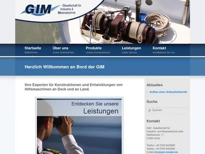 Website von GIM - Gesellschaft für Industrie- und Meerestechnik mbH