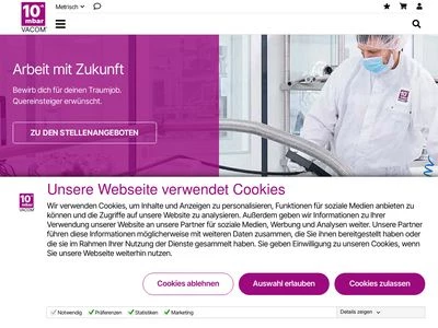 Website von VACOM Vakuum Komponenten & Messtechnik GmbH