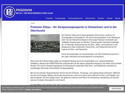 Website von Präzision Metall- und Maschinenbau Eibau GmbH