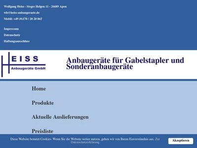 Website von Heiss Anbaugeräte GmbH