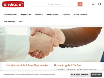 Website von Medicura Naturprodukte AG