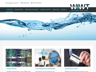 Website von Water & Wastewater Technic WWT GmbH