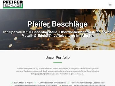 Website von Pfeifer Beschläge GmbH & Co. KG