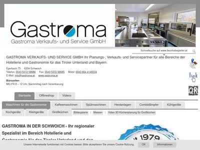 Website von Gastroma Verkaufs- und Service GmbH