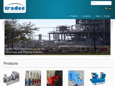 Website von Tradec Gesellschaft für Prozesstechnik mbH
