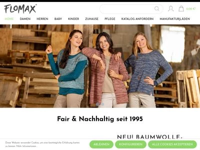 Website von FLOMAX Naturmode GmbH